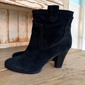 Karl Lagerfeld Black Suede Heeled Ankle Boots